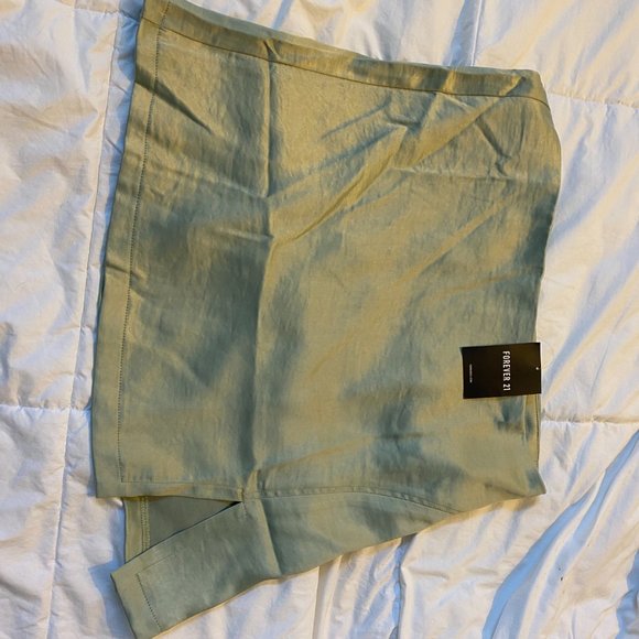 Satin Light Green Sage Short Skirt (With slit) - Picture 3 of 3